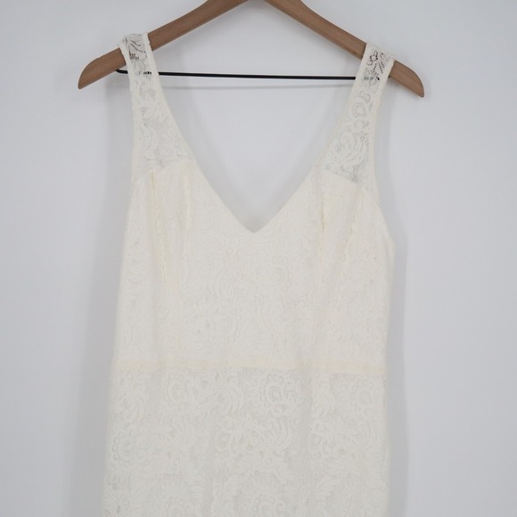 Lulus Beloved Eternity Maxi Dress Womens 2XL White Nylon Lace Detail Sleeveless - Picture 4 of 9
